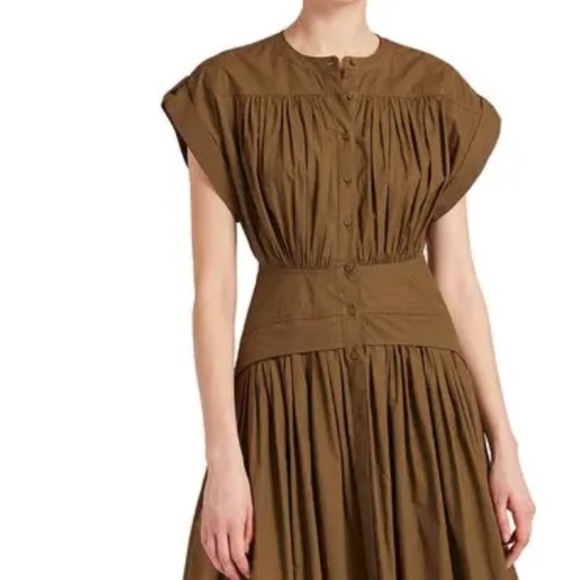 Ulla Johnson Charlie Midi Dress in Army Green Cotton - 8 - Picture 7 of 7